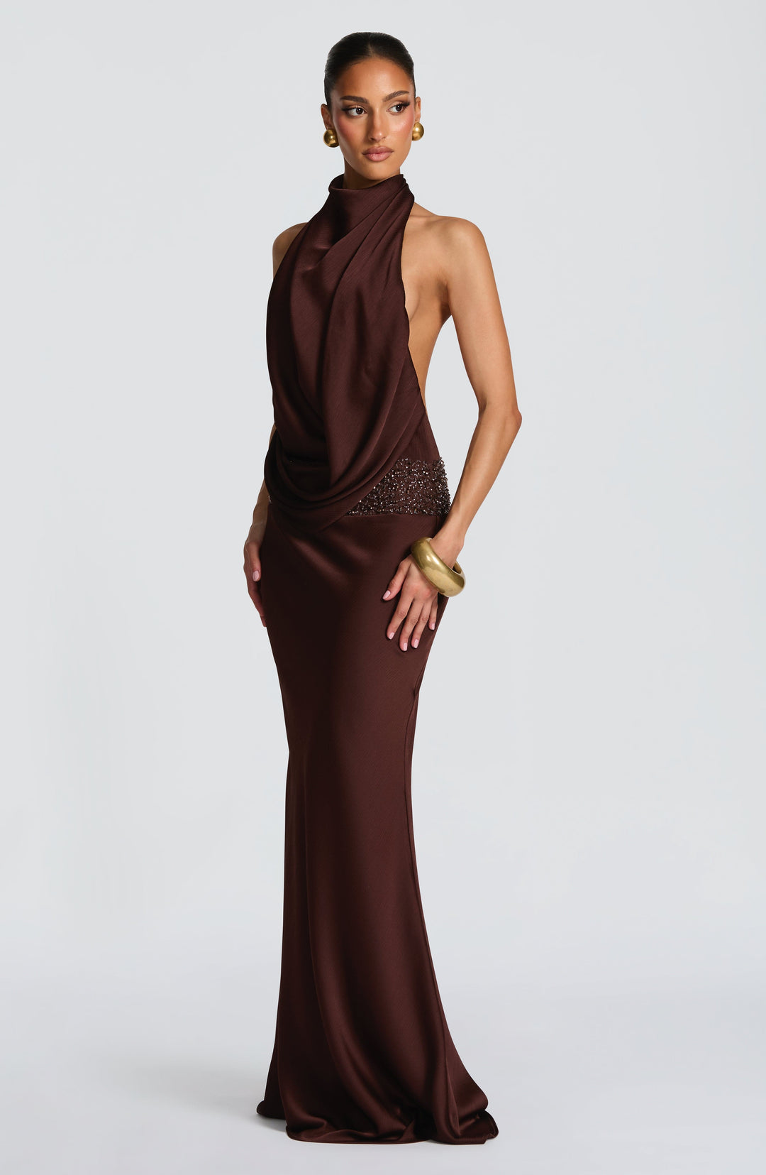 Briris Maxi Dress in Plum Brown by Clandour, product photo 7