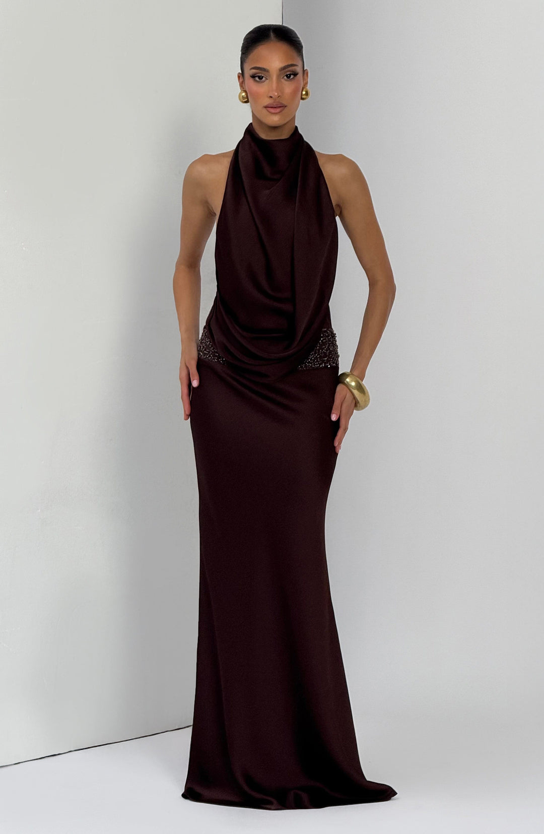 Briris Maxi Dress in Plum Brown by Clandour, product photo 11