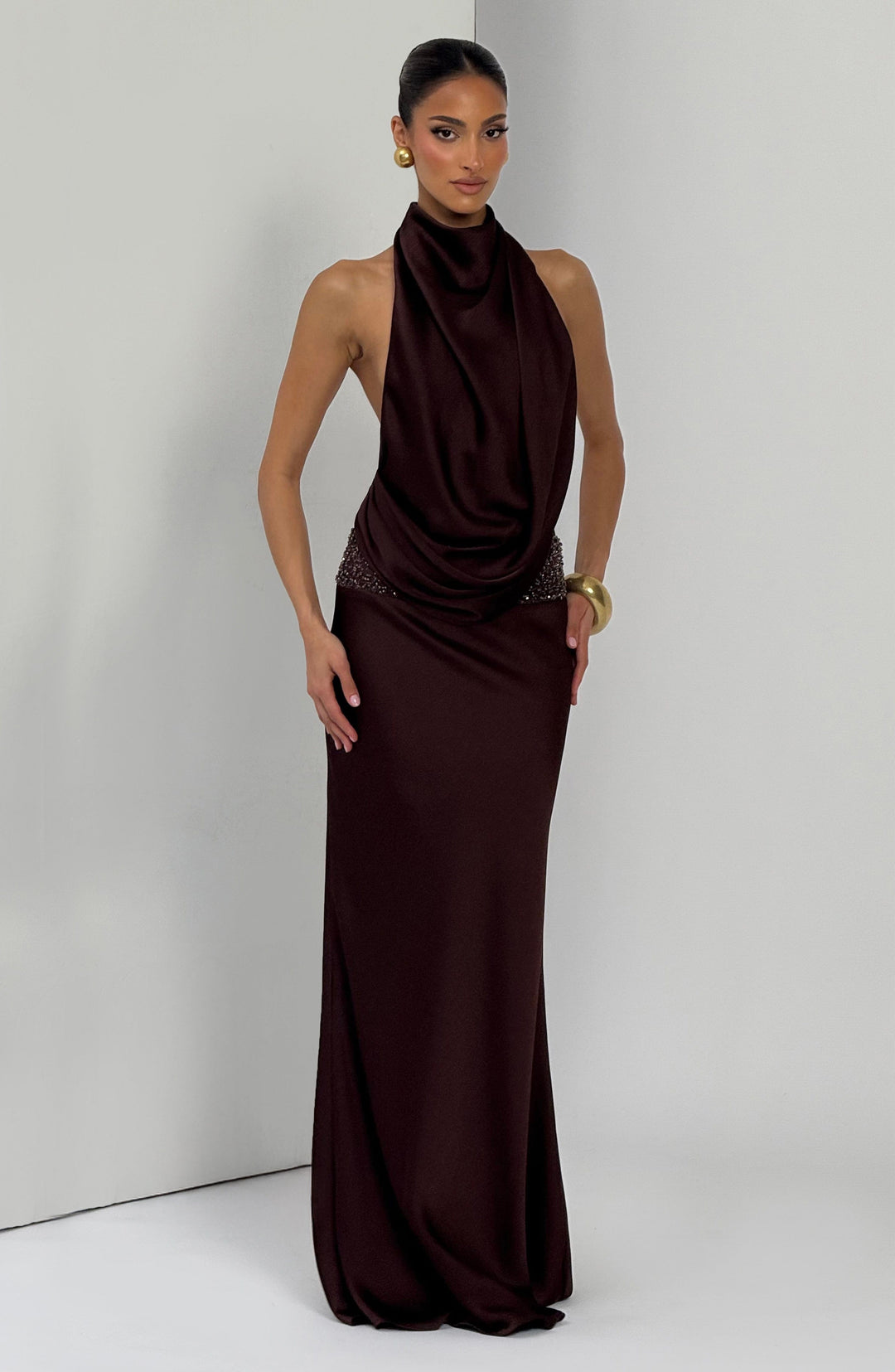 Briris Maxi Dress in Plum Brown by Clandour, product photo 13