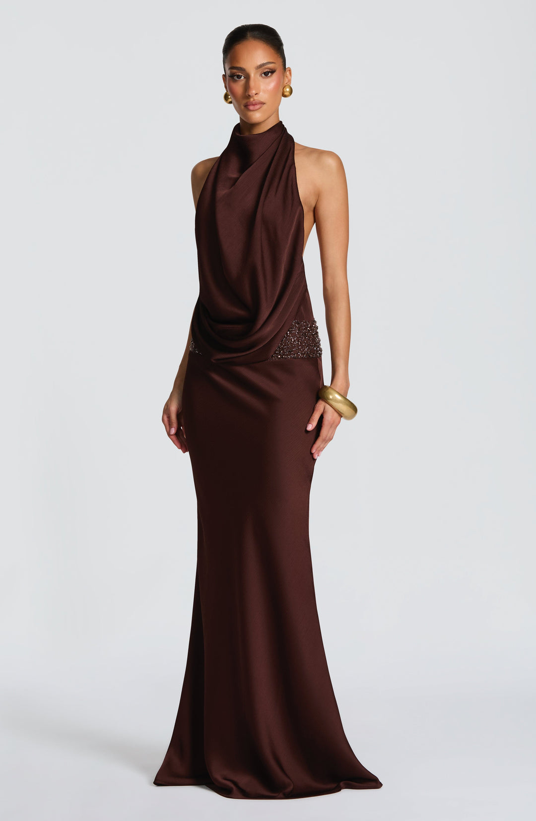 Briris Maxi Dress in Plum Brown by Clandour, product photo 14