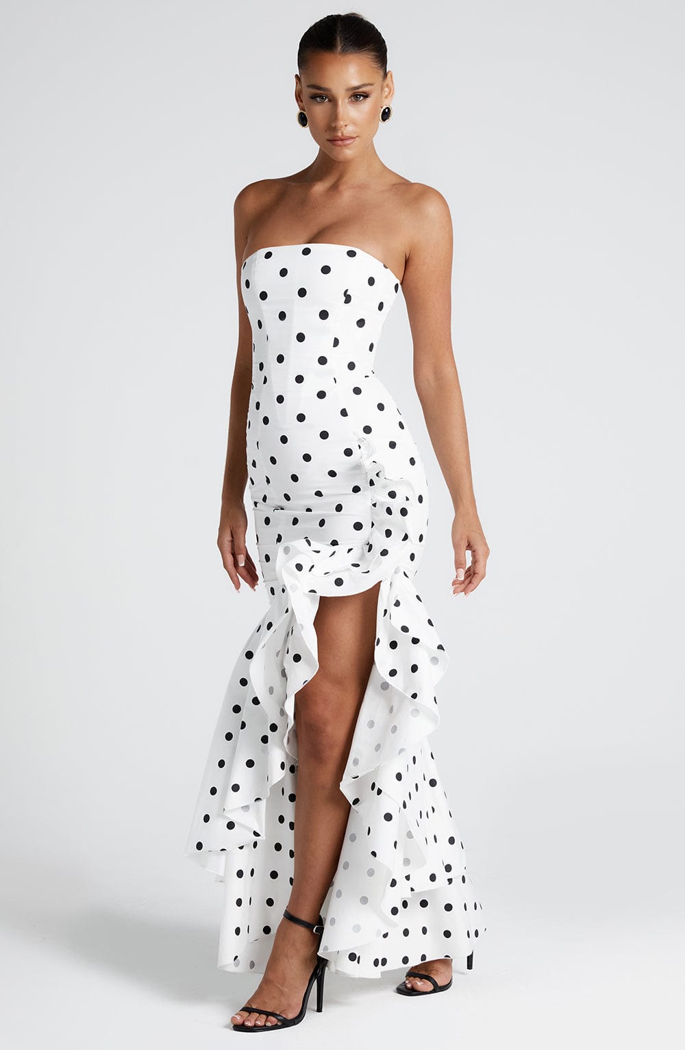Brise Maxi Dress in Black Polka Dot Print by Clandour, product photo 2