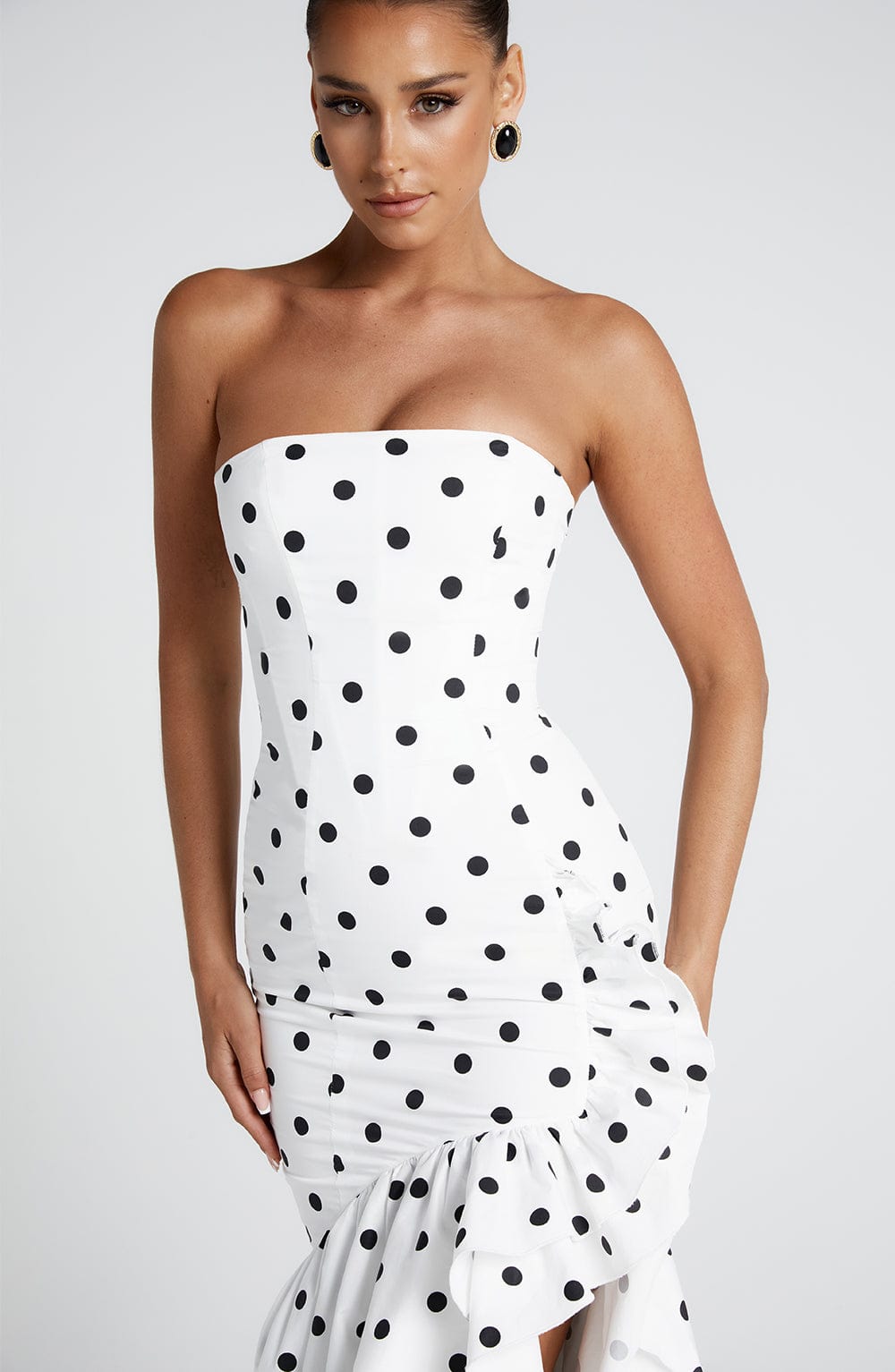 Brise Maxi Dress in Black Polka Dot Print by Clandour, product photo 4