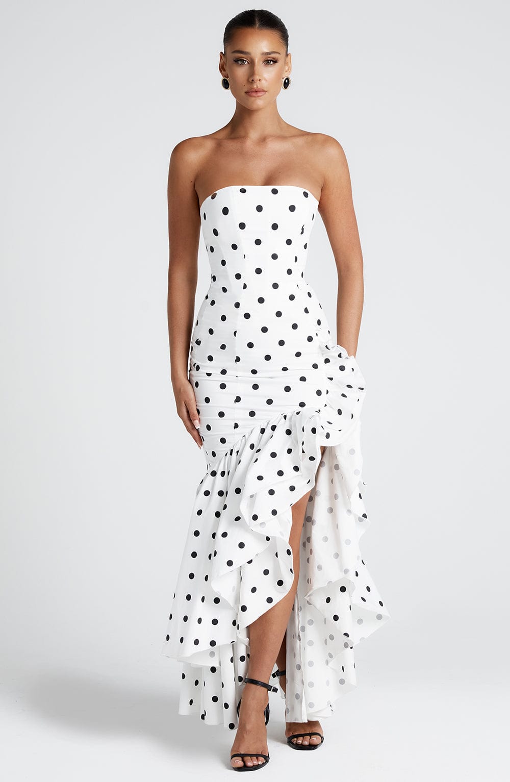Brise Maxi Dress in Black Polka Dot Print by Clandour, product photo 5