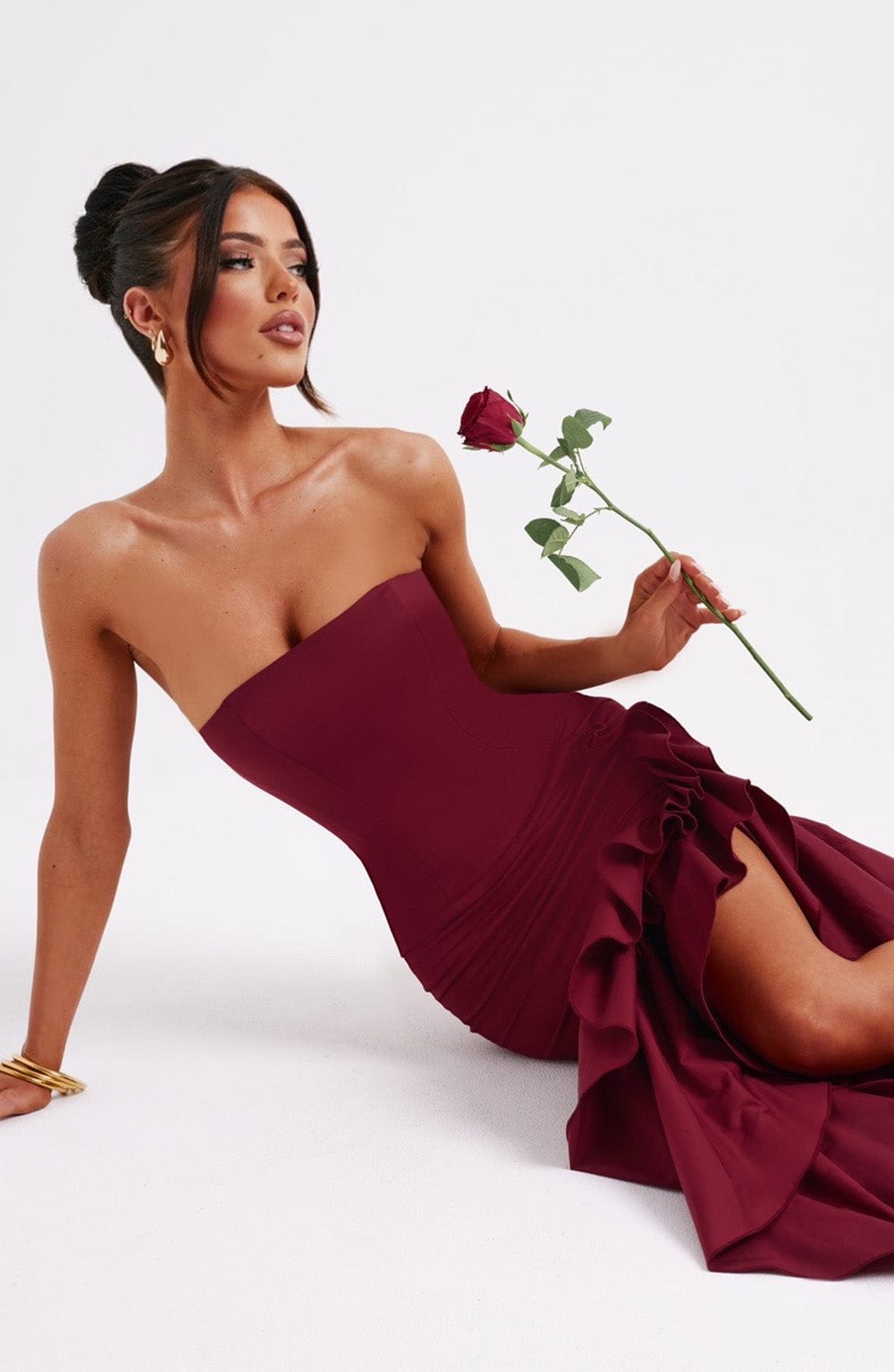 Brise Maxi Dress in Burgundy by Clandour, product photo 6