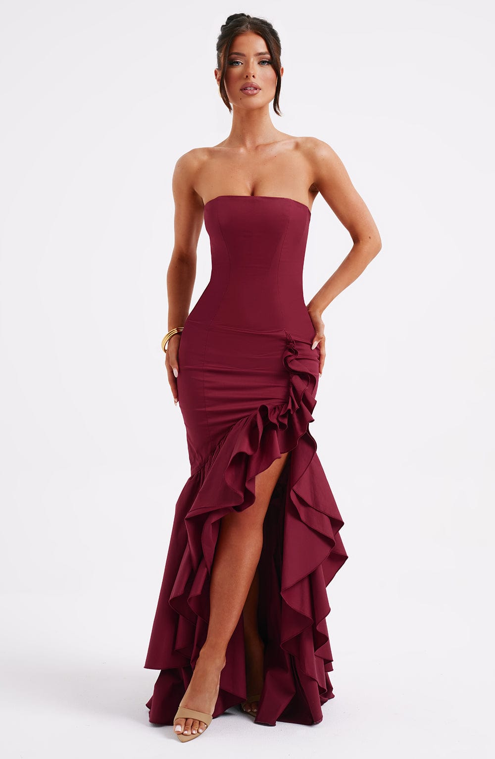 Brise Maxi Dress in Burgundy by Clandour, product photo 7