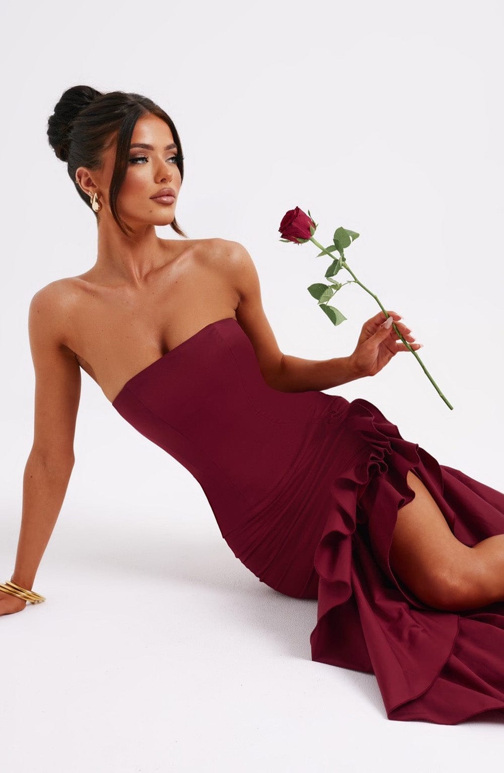 Brise Maxi Dress in Burgundy by Clandour, product photo 9