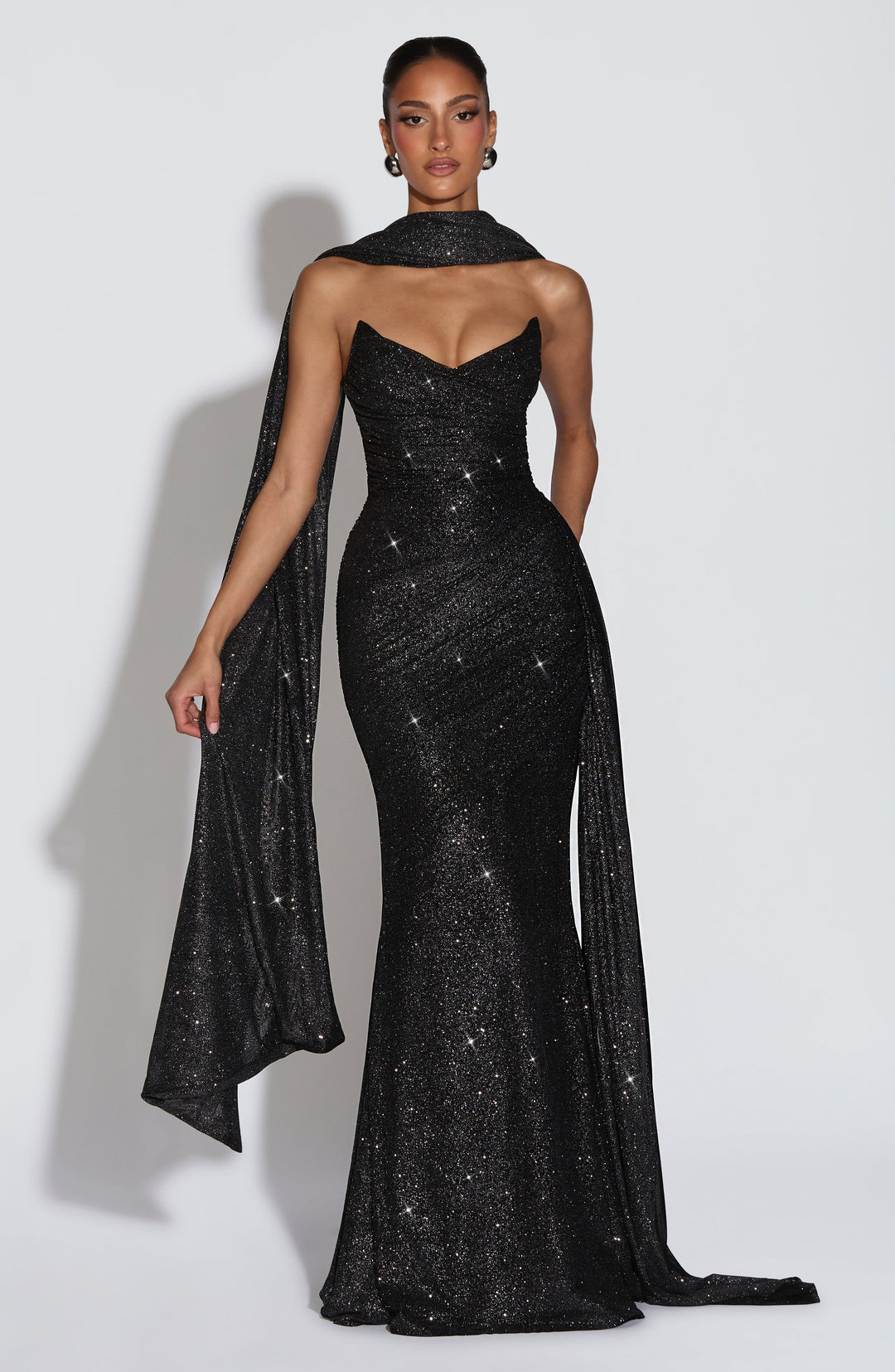 Coraelle Maxi Dress in Black Sparkle by Clandour, product photo 1