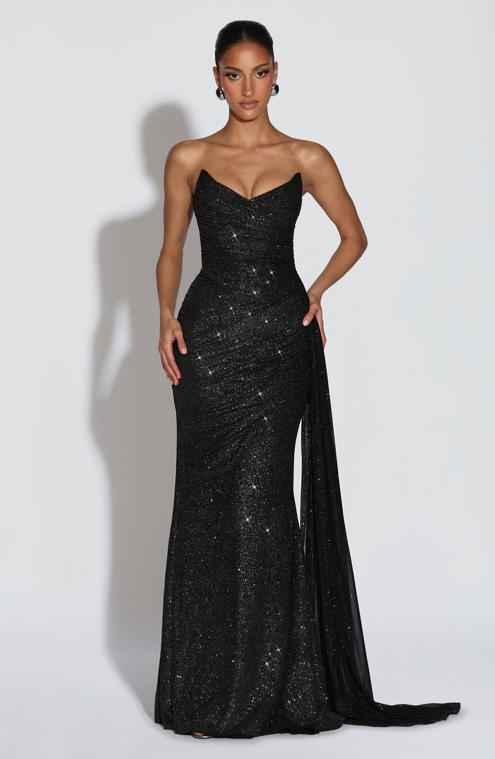 Coraelle Maxi Dress in Black Sparkle by Clandour, product photo 2