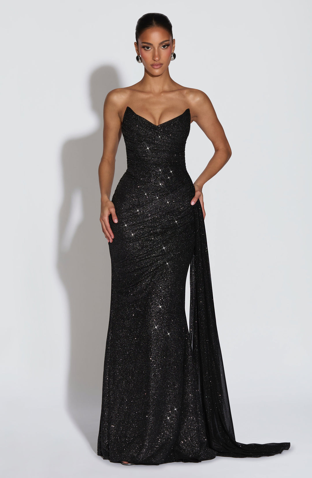 Coraelle Maxi Dress in Black Sparkle by Clandour, product photo 2