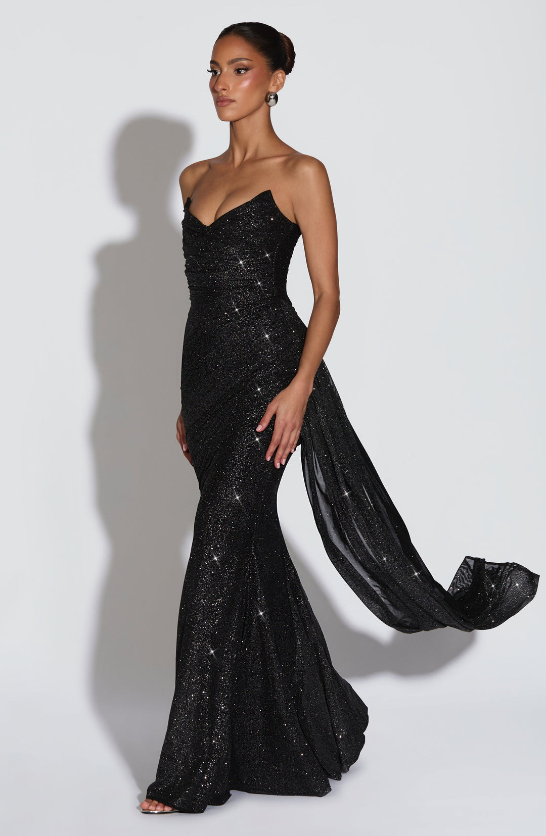 Coraelle Maxi Dress in Black Sparkle by Clandour, product photo 4