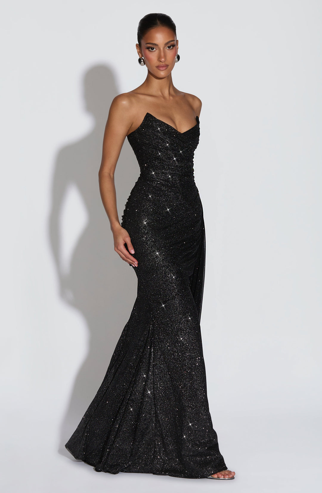 Coraelle Maxi Dress in Black Sparkle by Clandour, product photo 5