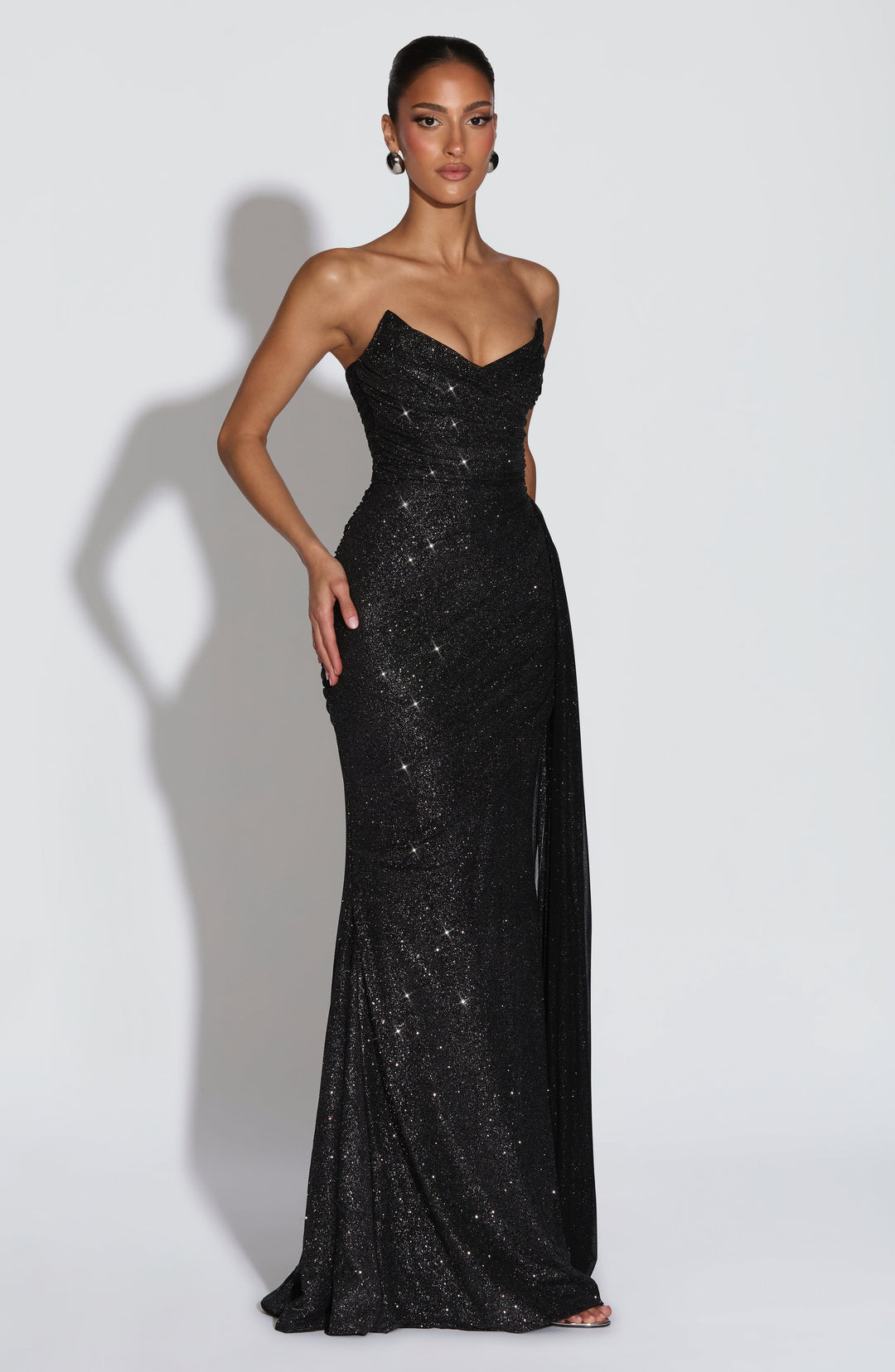 Coraelle Maxi Dress in Black Sparkle by Clandour, product photo 8