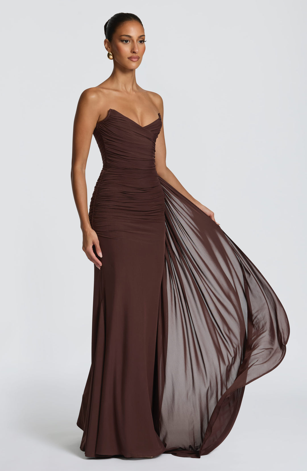 Coraelle Maxi Dress in Plum Brown by Clandour, product photo 5