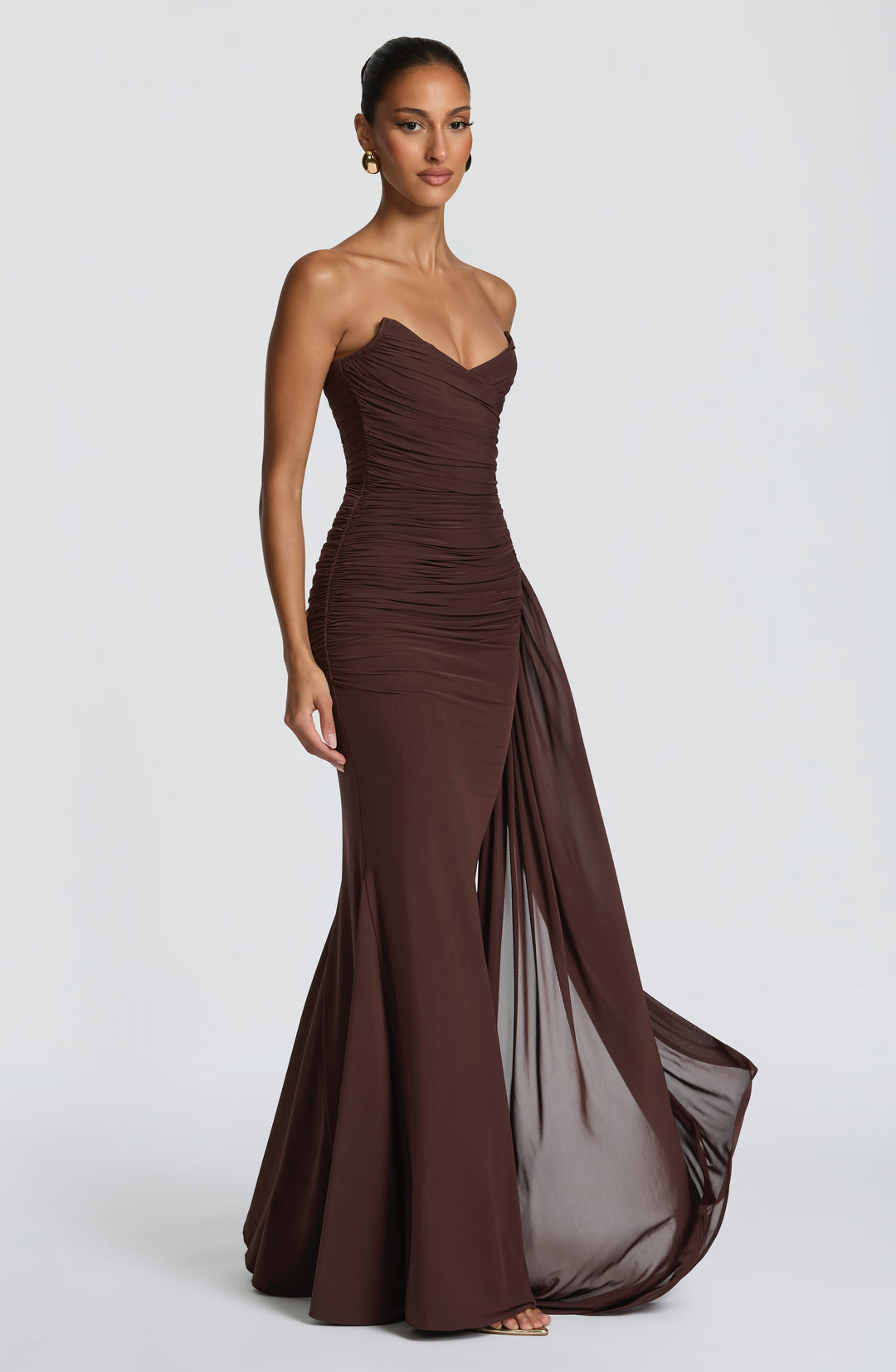 Coraelle Maxi Dress in Plum Brown by Clandour, product photo 7