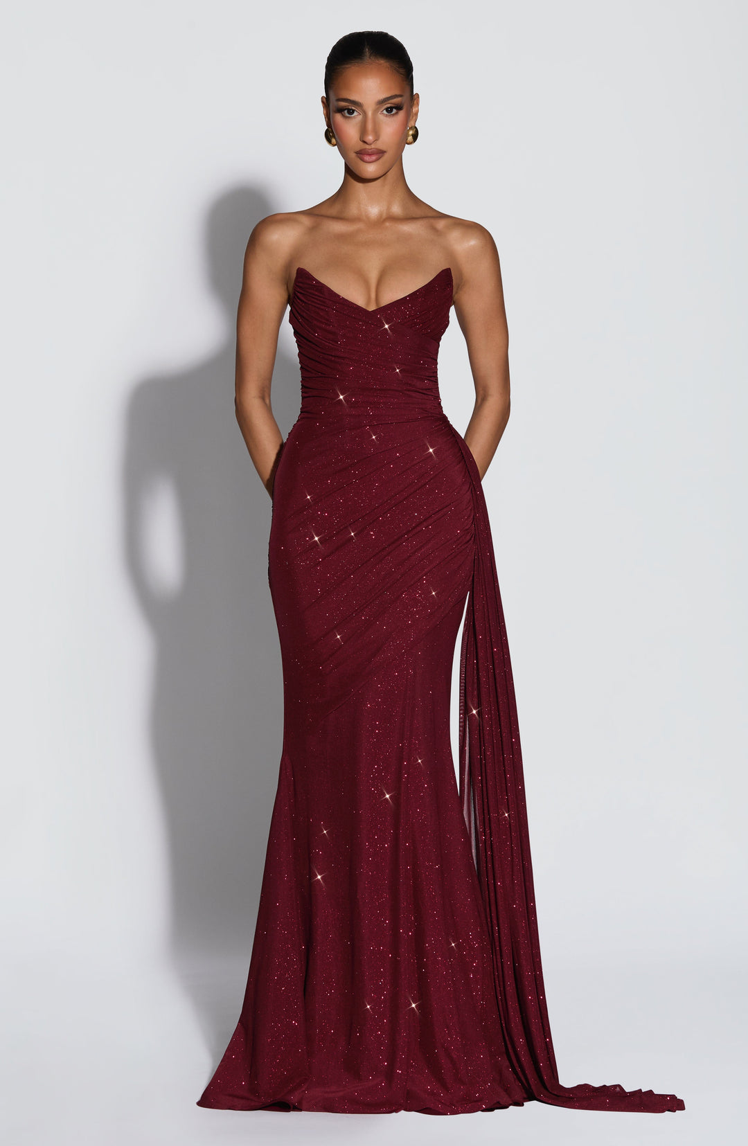 Coraelle Maxi Dress in Wine Sparkle by Clandour, product photo 1