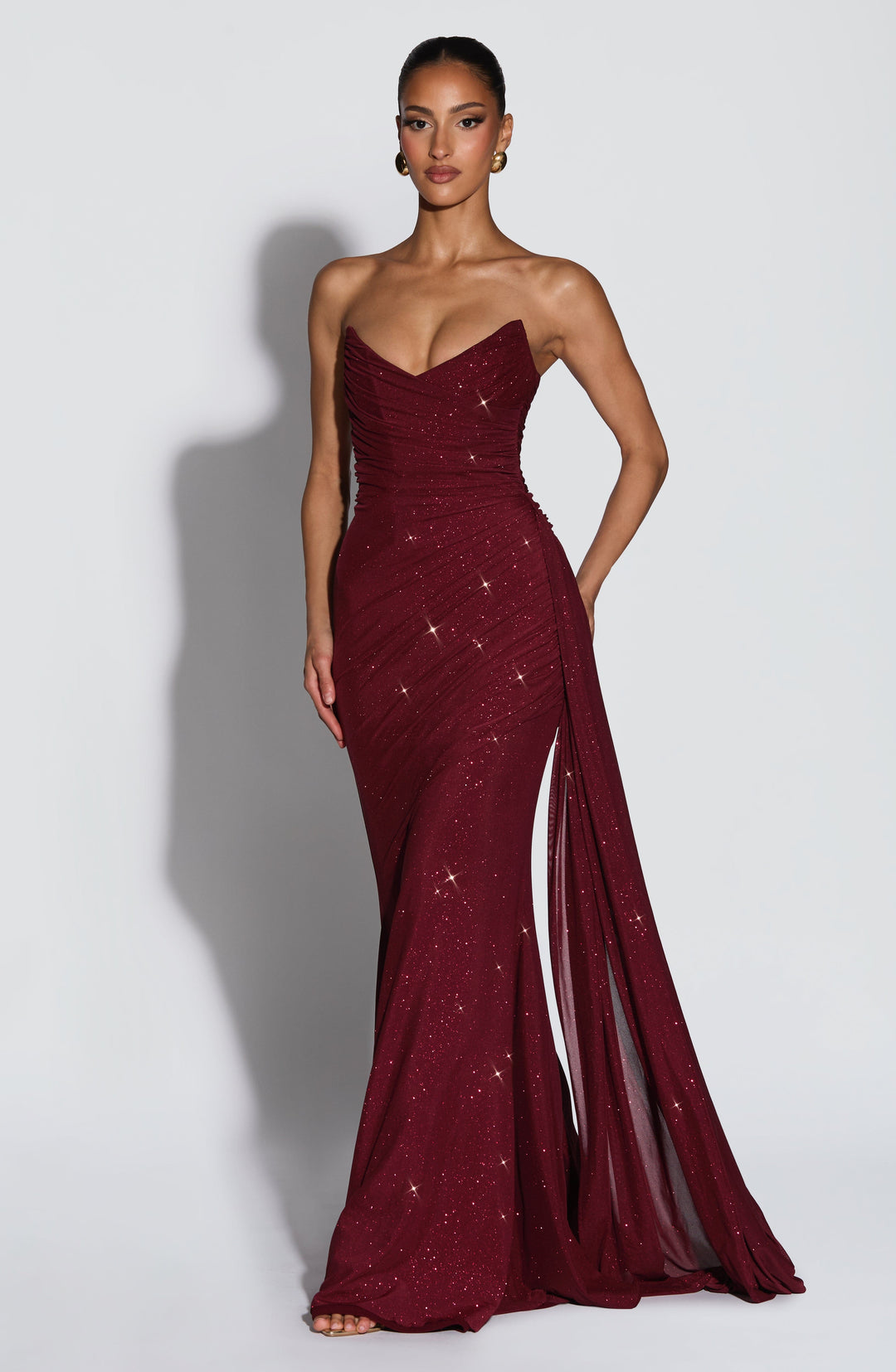 Coraelle Maxi Dress in Wine Sparkle by Clandour, product photo 2
