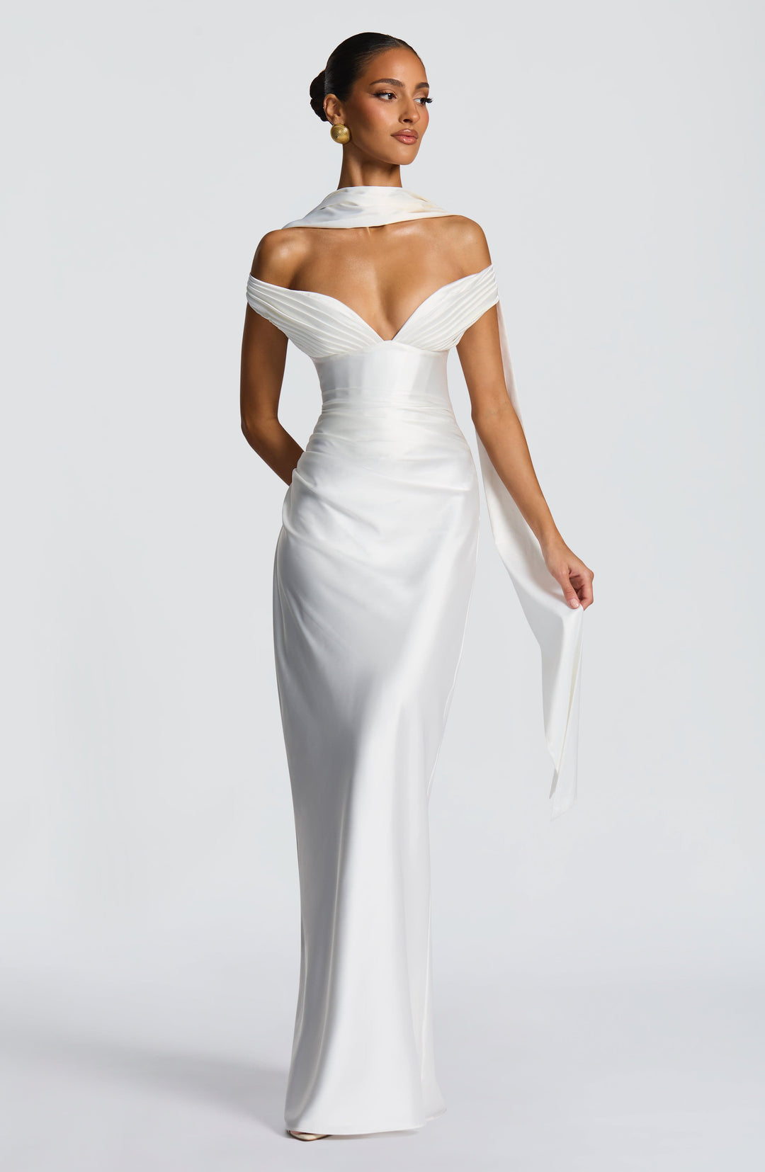 Coraena Maxi Dress in Ivory by Clandour, product photo 4