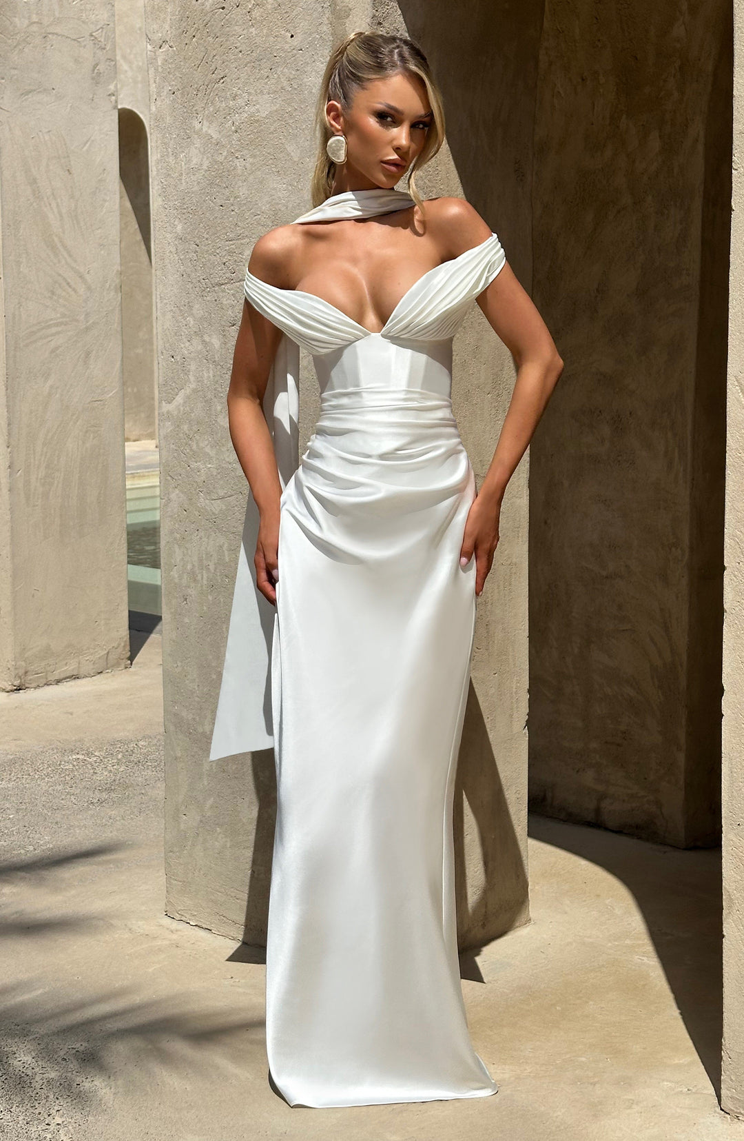 Coraena Maxi Dress in Ivory by Clandour, product photo 9