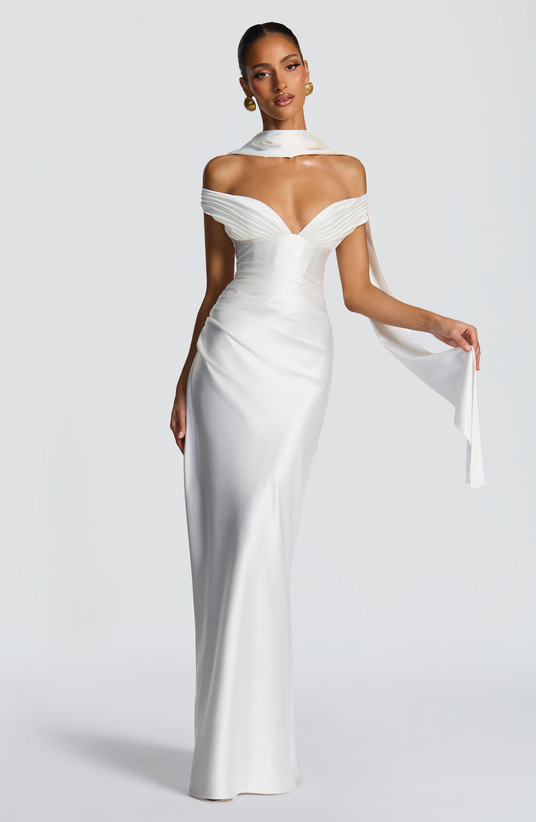 Coraena Maxi Dress in Ivory by Clandour, product photo 13