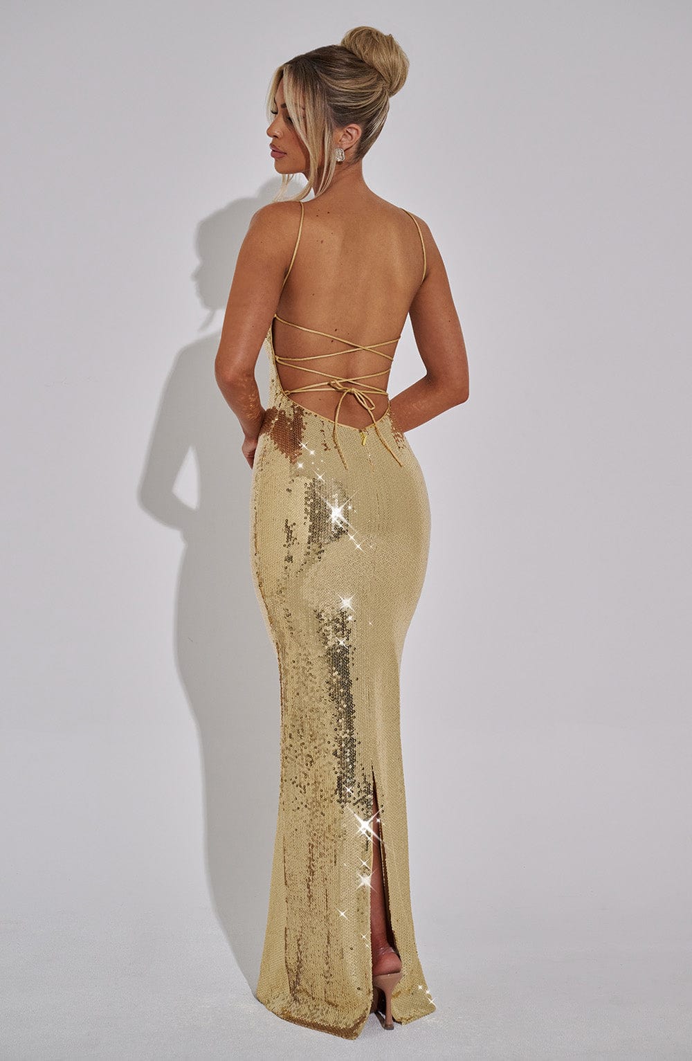 Coraette Maxi Dress in Gold by Clandour, product photo 3