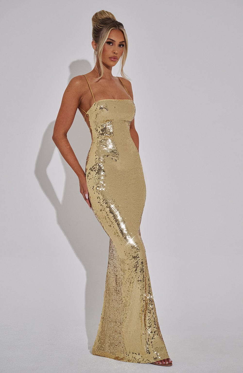 Coraette Maxi Dress in Gold by Clandour, product photo 4