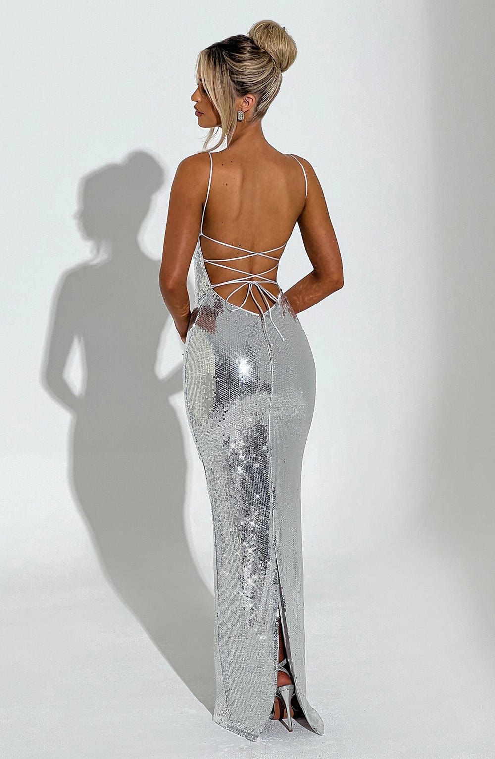 Coraette Maxi Dress in Silver by Clandour, product photo 6