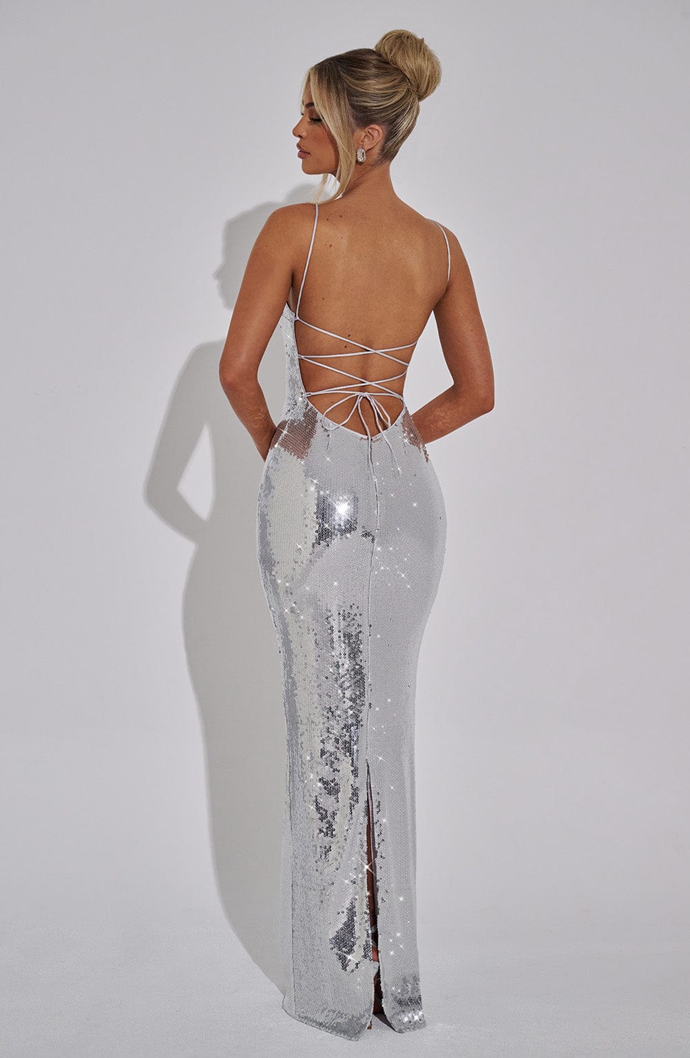 Coraette Maxi Dress in Silver by Clandour, product photo 9