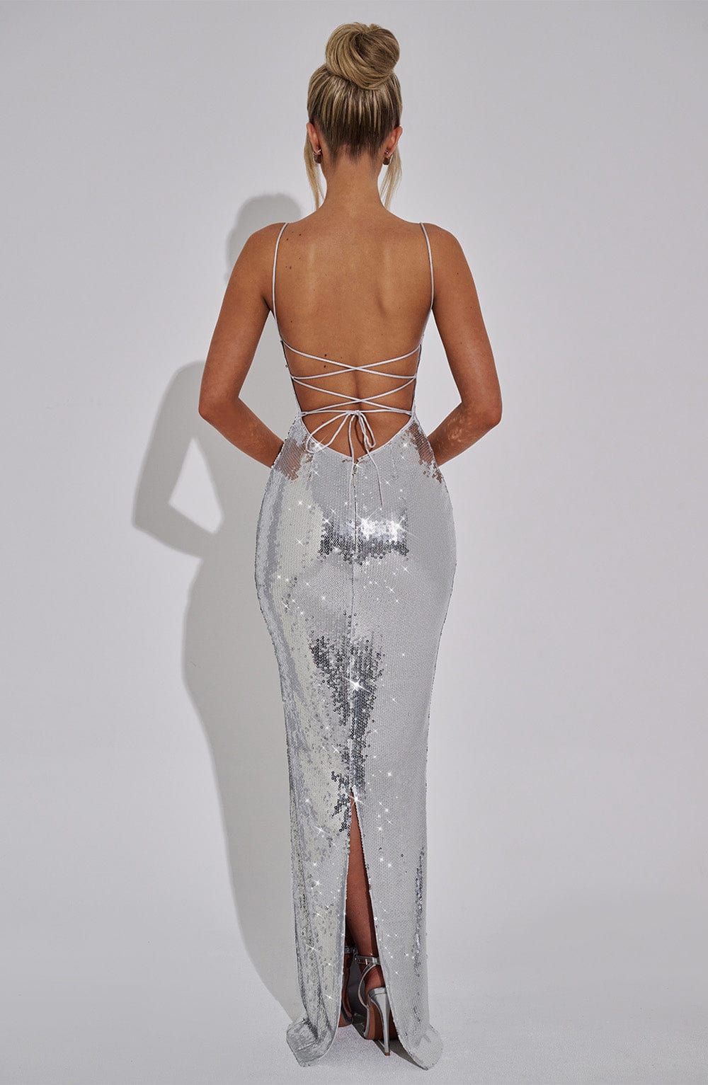 Coraette Maxi Dress in Silver by Clandour, product photo 10