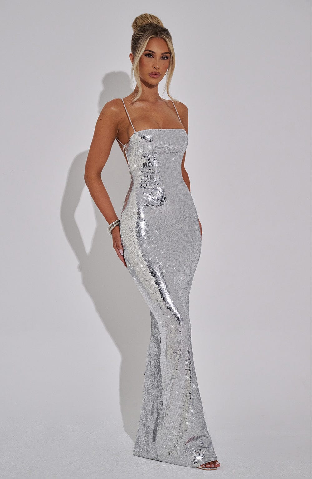 Coraette Maxi Dress in Silver by Clandour, product photo 11