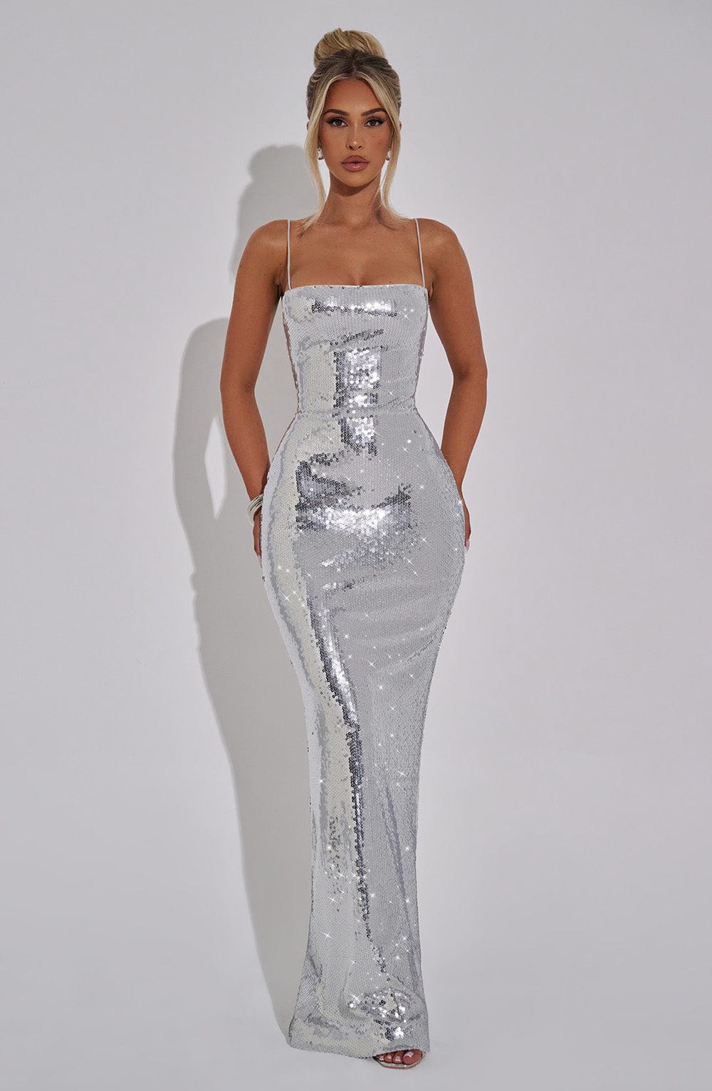 Coraette Maxi Dress in Silver by Clandour, product photo 12