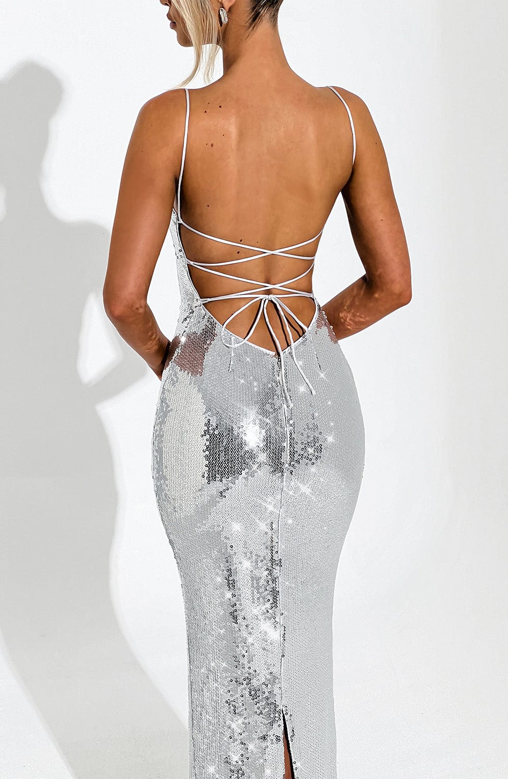 Coraette Maxi Dress in Silver by Clandour, product photo 14