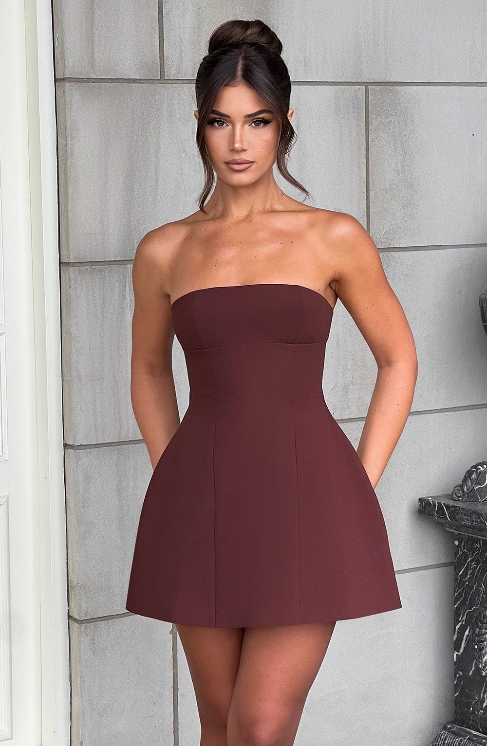 Coraine Mini Dress in Brown by Clandour, product photo 6