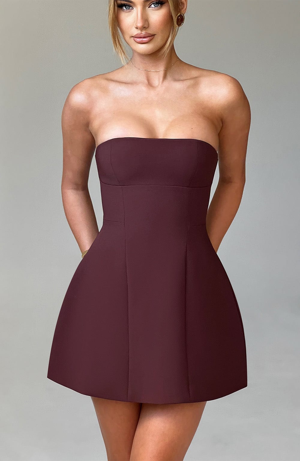 Coraine Mini Dress in Brown by Clandour, product photo 8