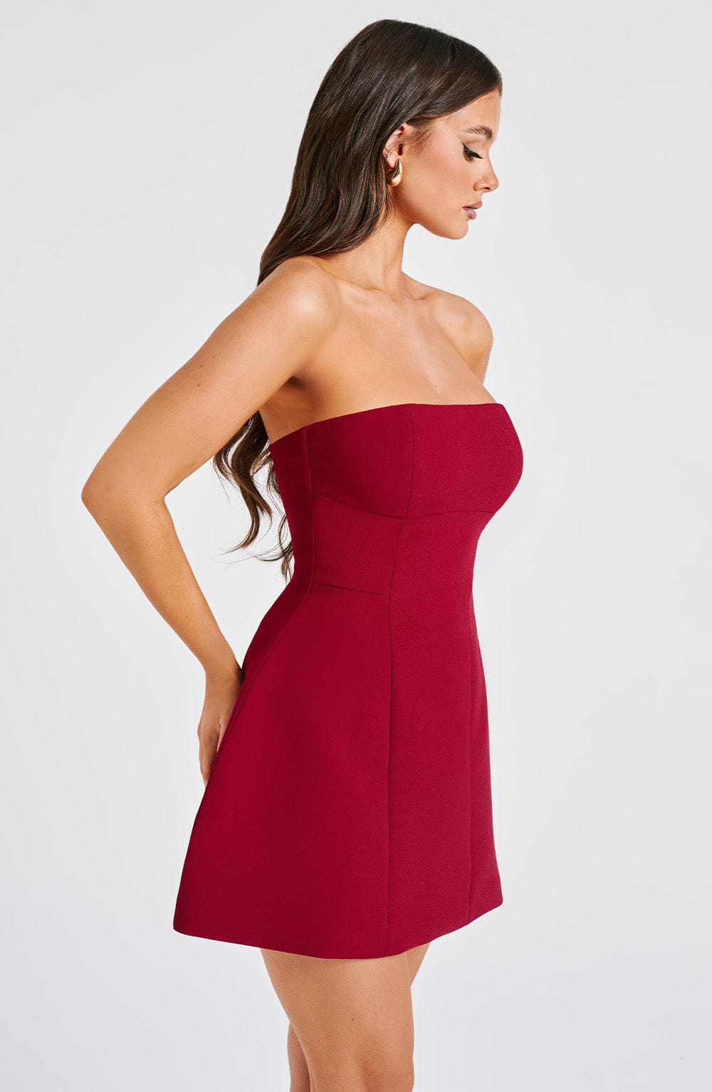 Coraine Mini Dress in Wine by Clandour, product photo 4