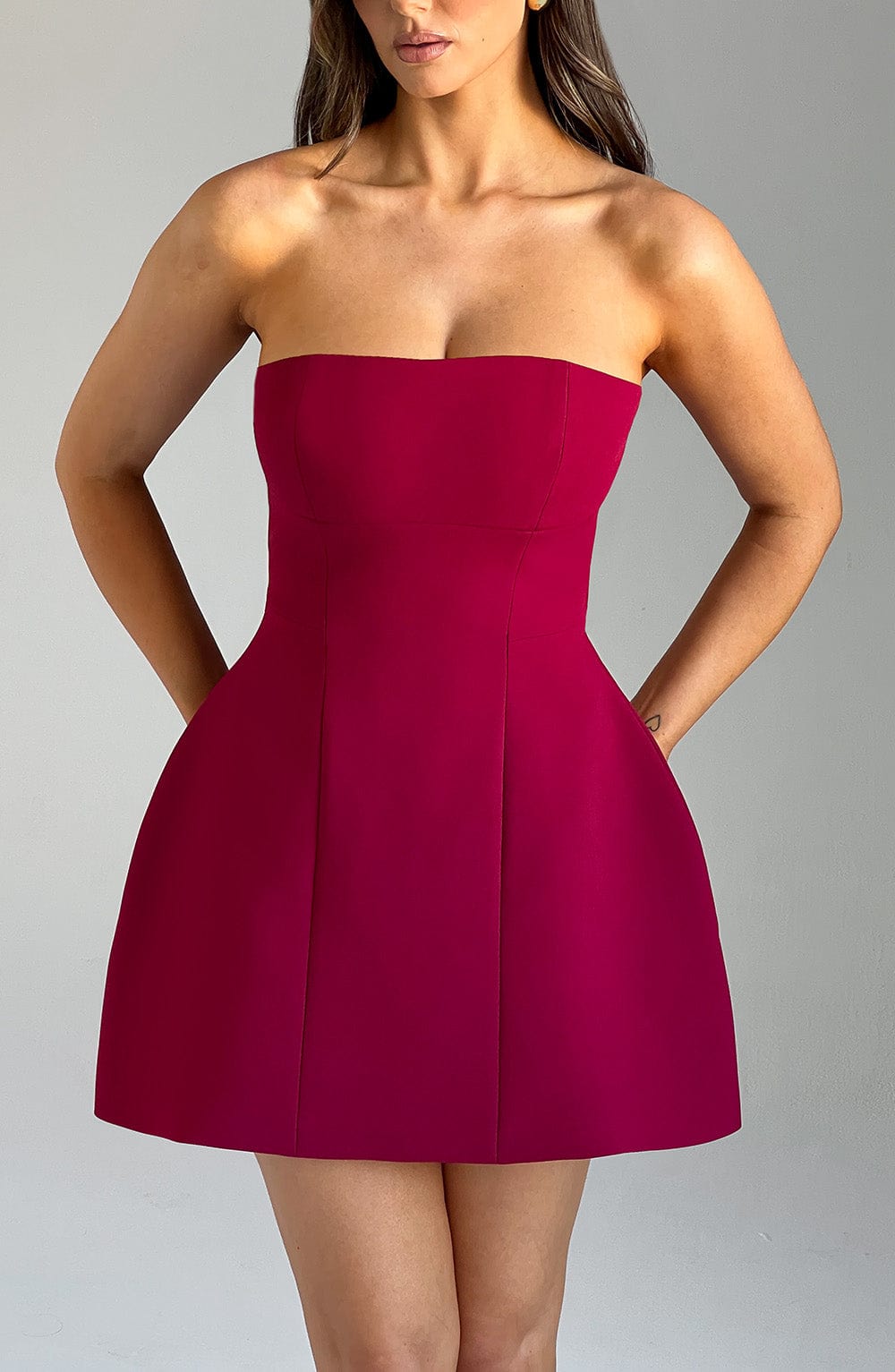 Coraine Mini Dress in Wine by Clandour, product photo 6