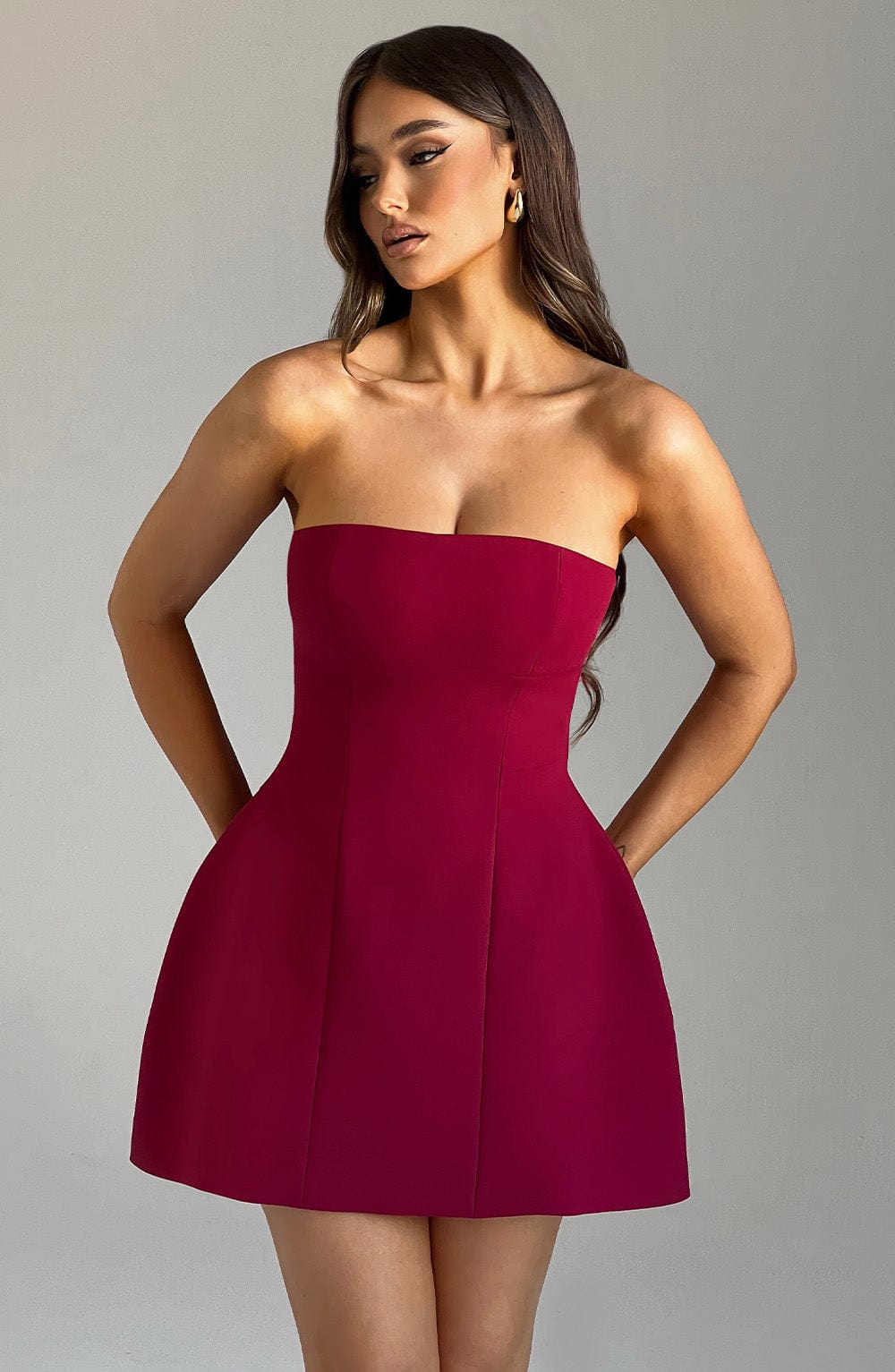 Coraine Mini Dress in Wine by Clandour, product photo 7
