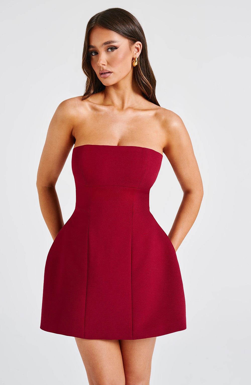 Coraine Mini Dress in Wine by Clandour, product photo 8