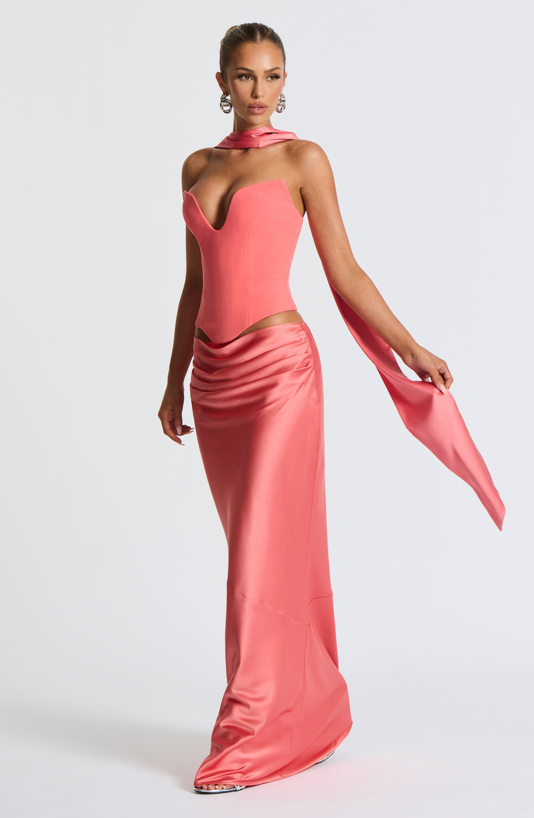 Corairis Maxi Skirt in Coral Pink by Clandour, product photo 5