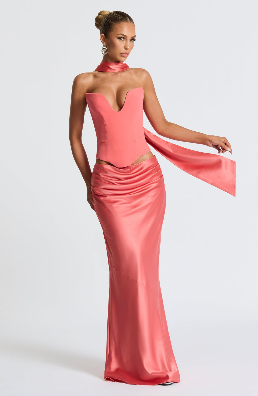 Corairis Maxi Skirt in Coral Pink by Clandour, product photo 6