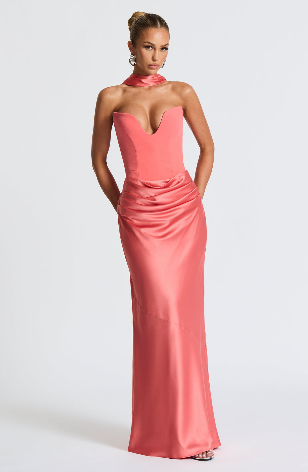 Corairis Maxi Skirt in Coral Pink by Clandour, product photo 7
