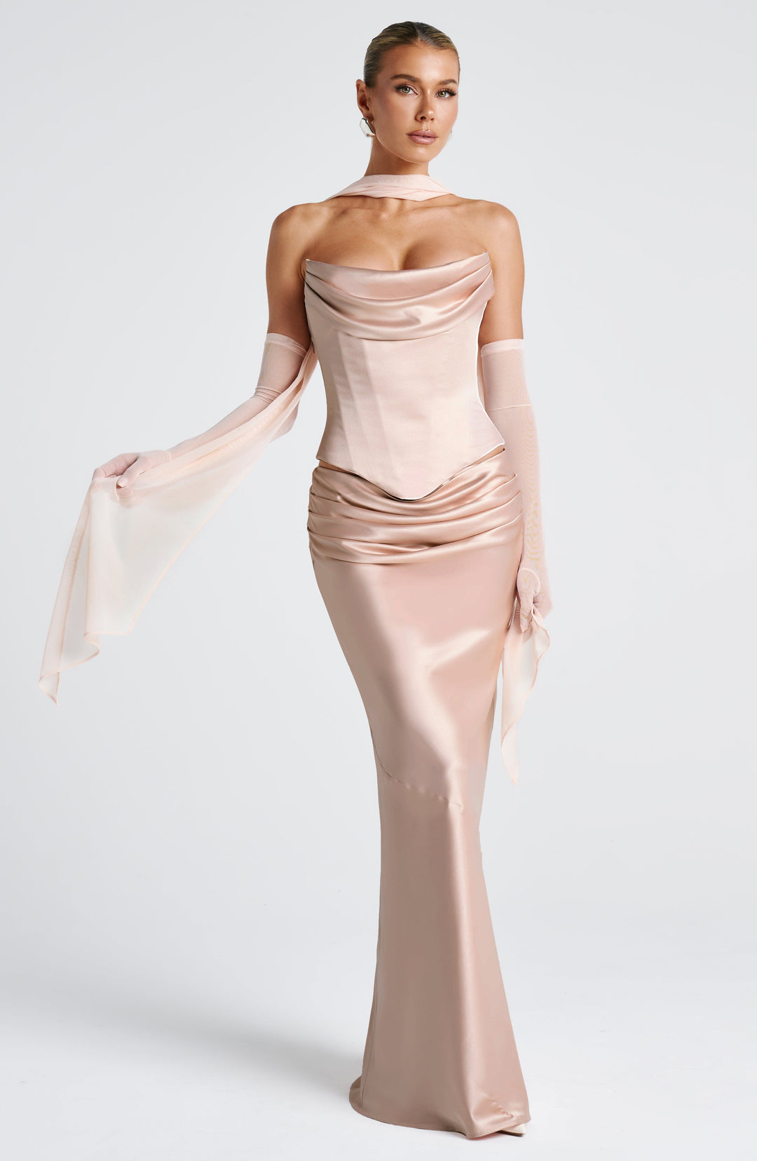 Corairis Maxi Skirt in Soft Peach by Clandour, product photo 7