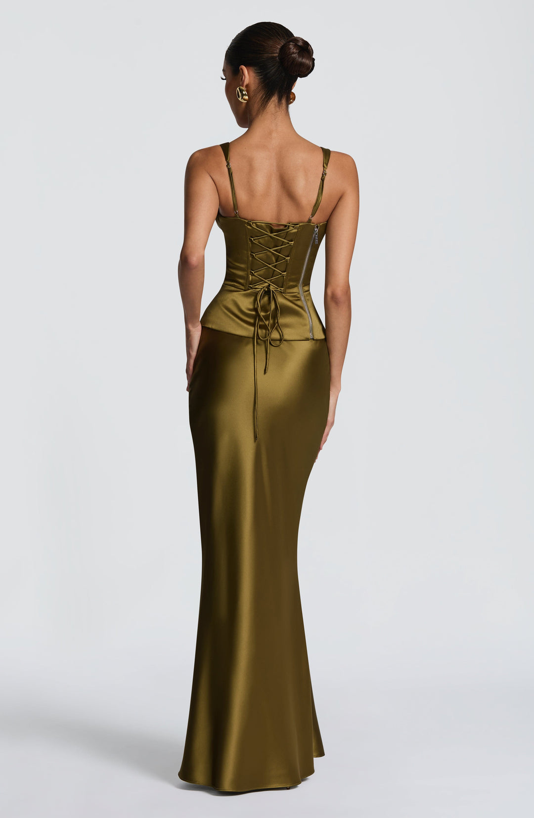 Coraise Maxi Skirt in Deep Olive by Clandour, product photo 3