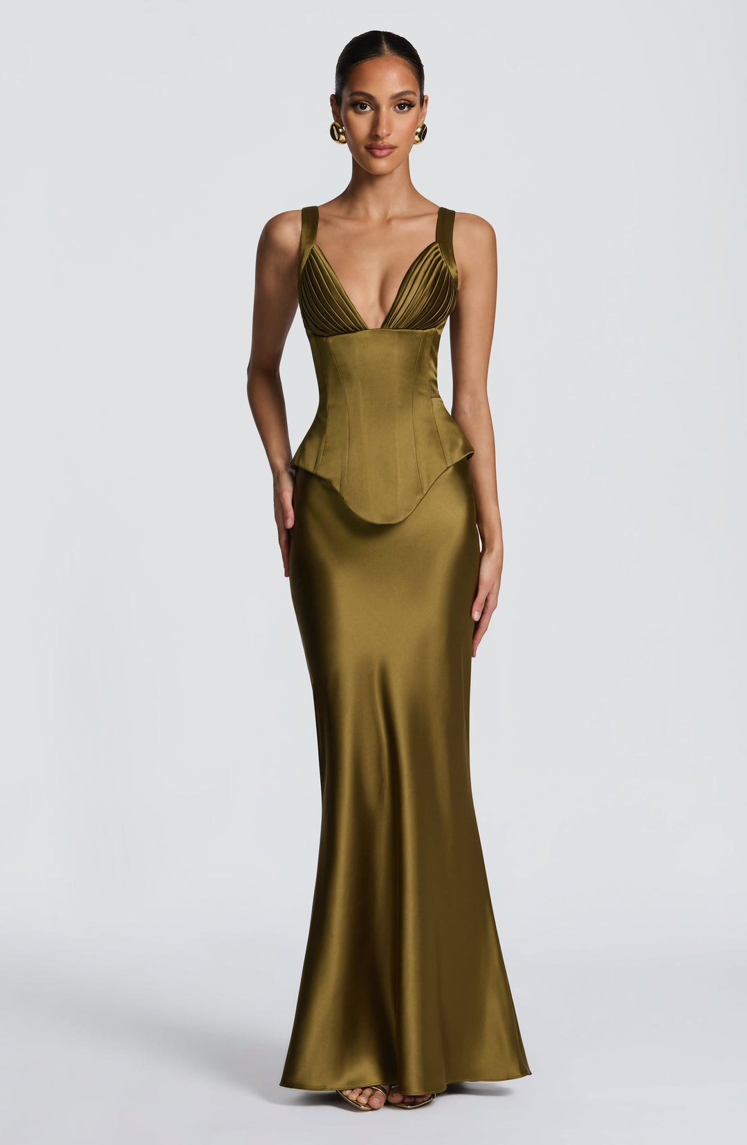 Coraise Maxi Skirt in Deep Olive by Clandour, product photo 4