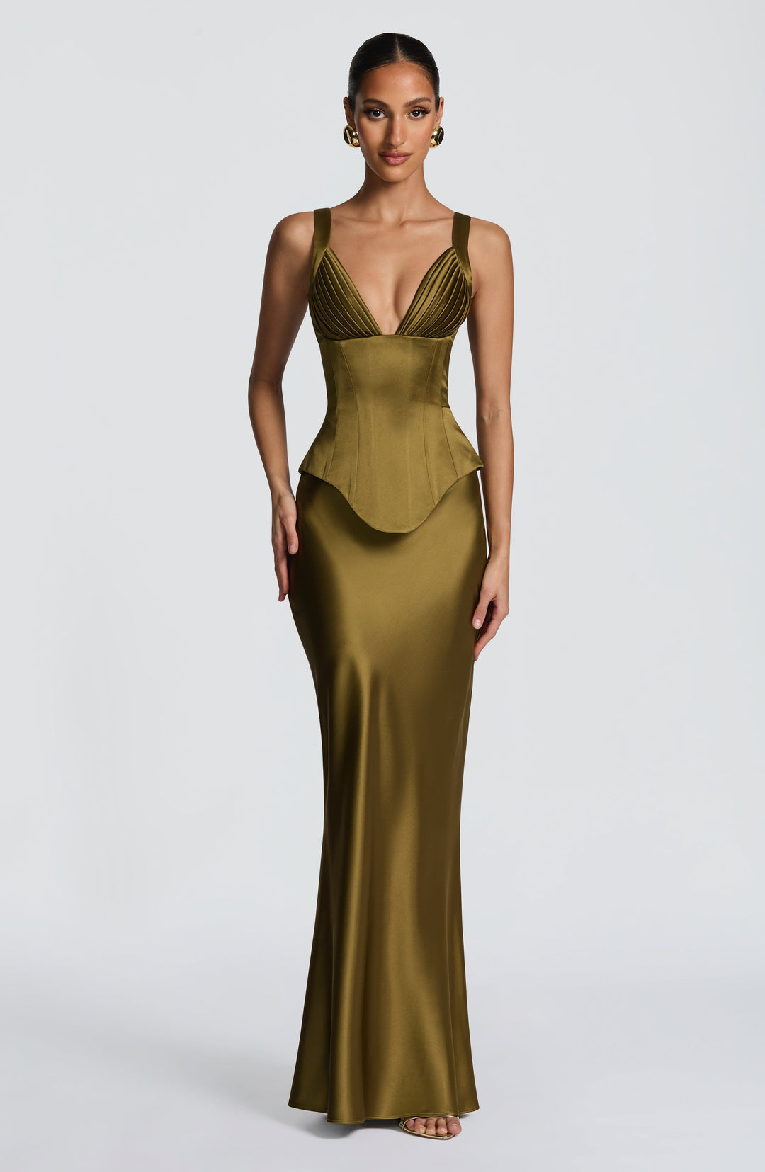 Coraise Maxi Skirt in Deep Olive by Clandour, product photo 6