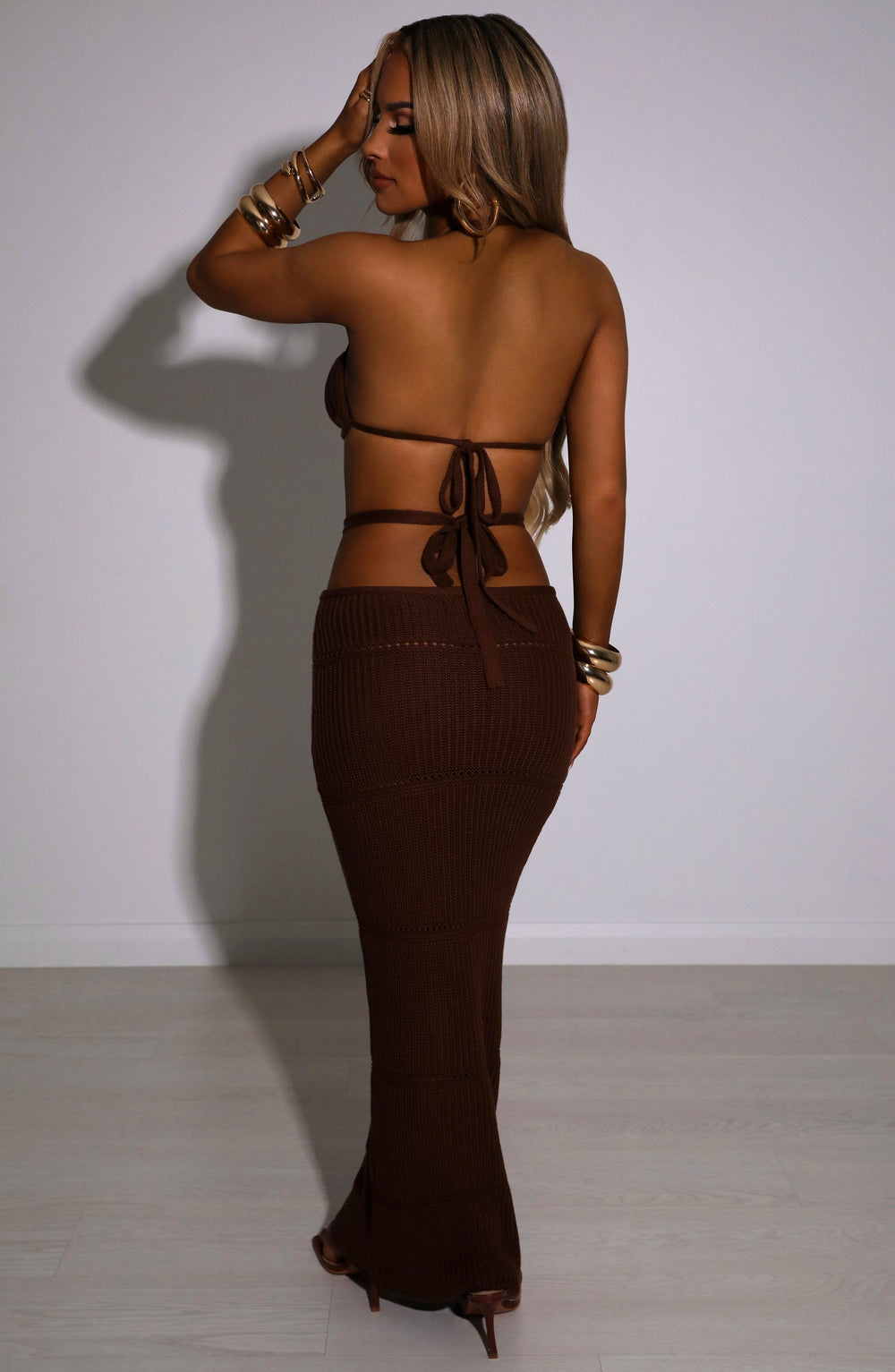 Coraola Maxi Skirt in Chocolate by Clandour, product photo 2