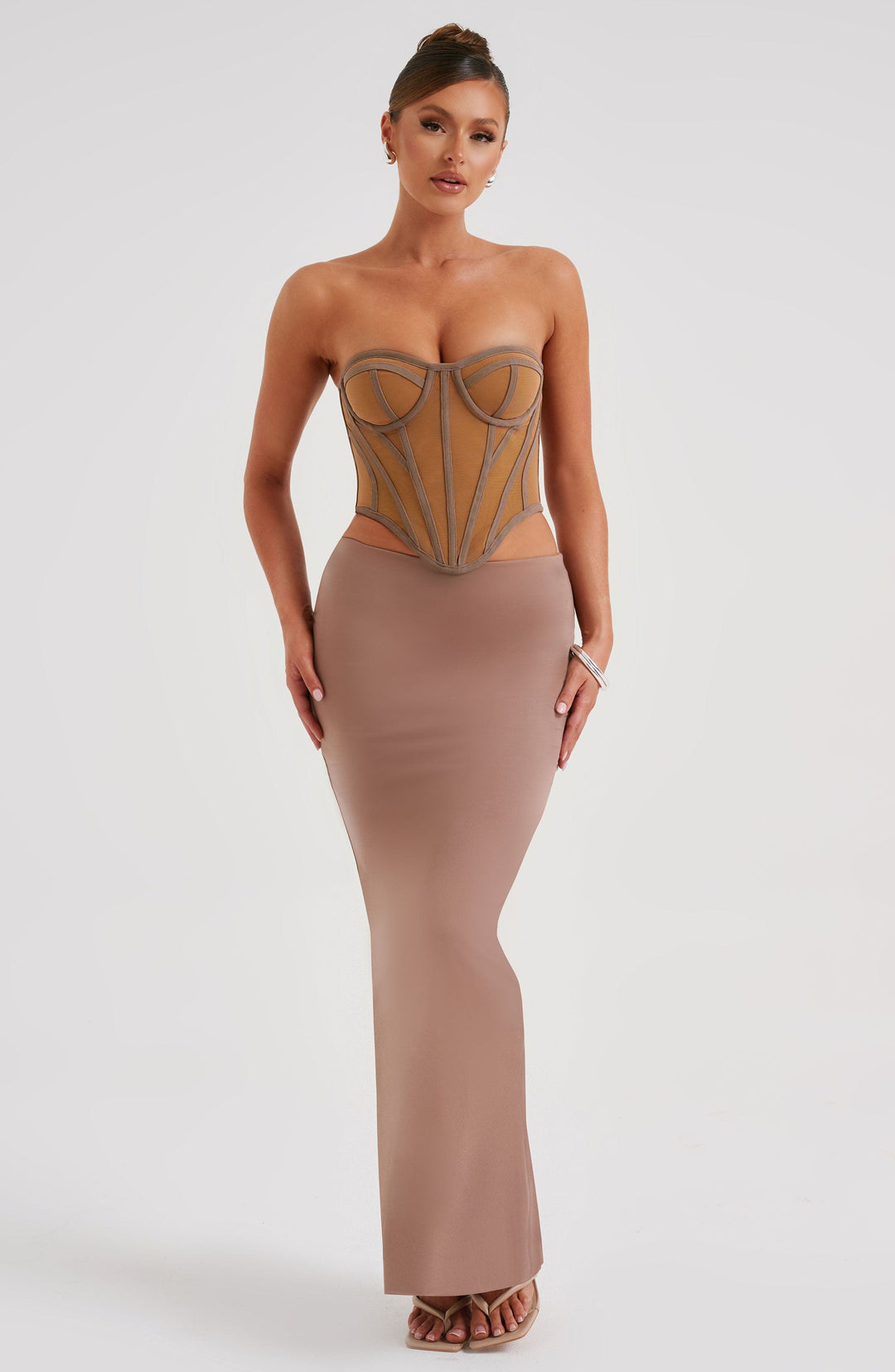 Coraora Maxi Skirt in Chocolate by Clandour, product photo 1
