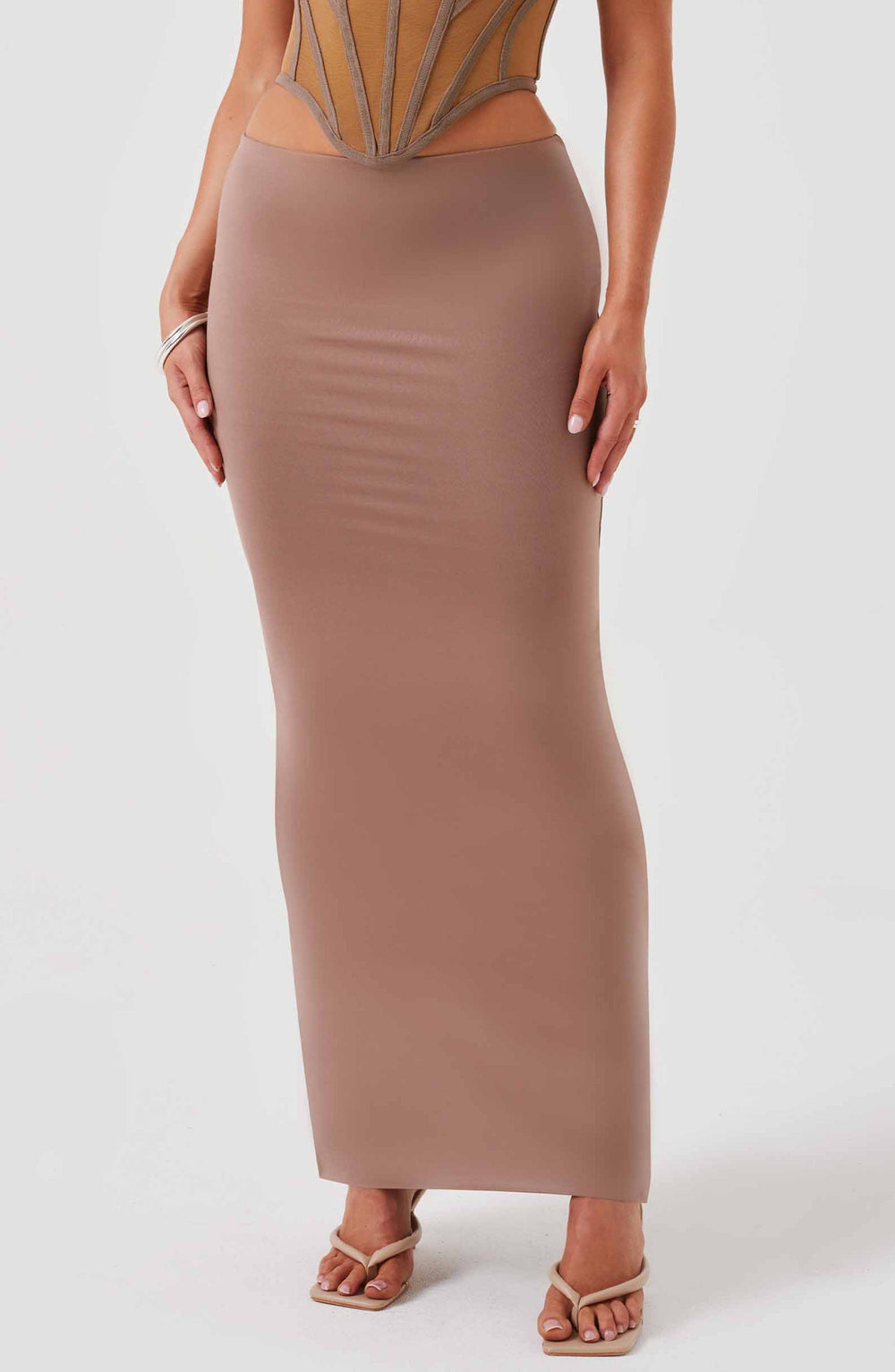 Coraora Maxi Skirt in Chocolate by Clandour, product photo 2