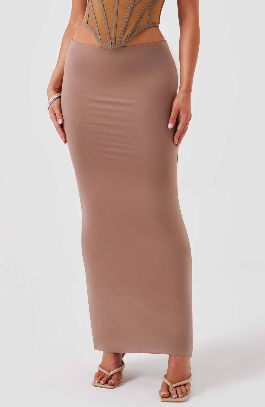 Coraora Maxi Skirt in Chocolate by Clandour, product photo 2