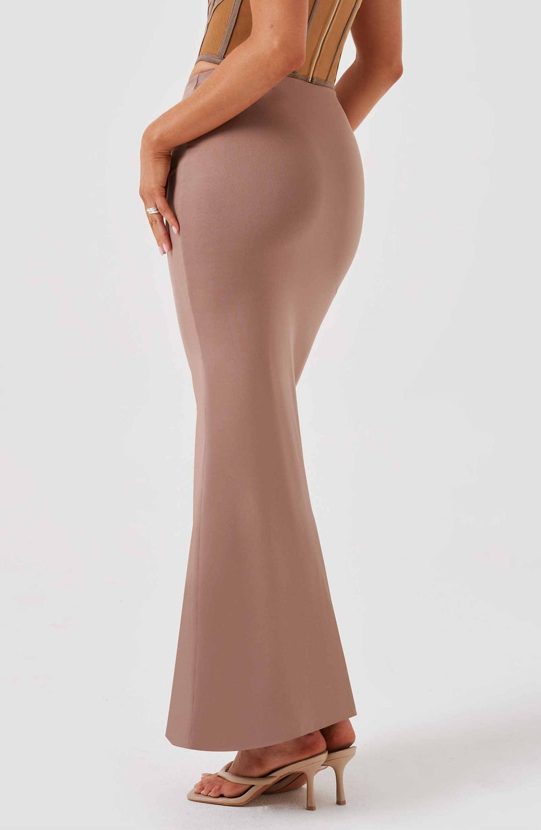 Coraora Maxi Skirt in Chocolate by Clandour, product photo 3