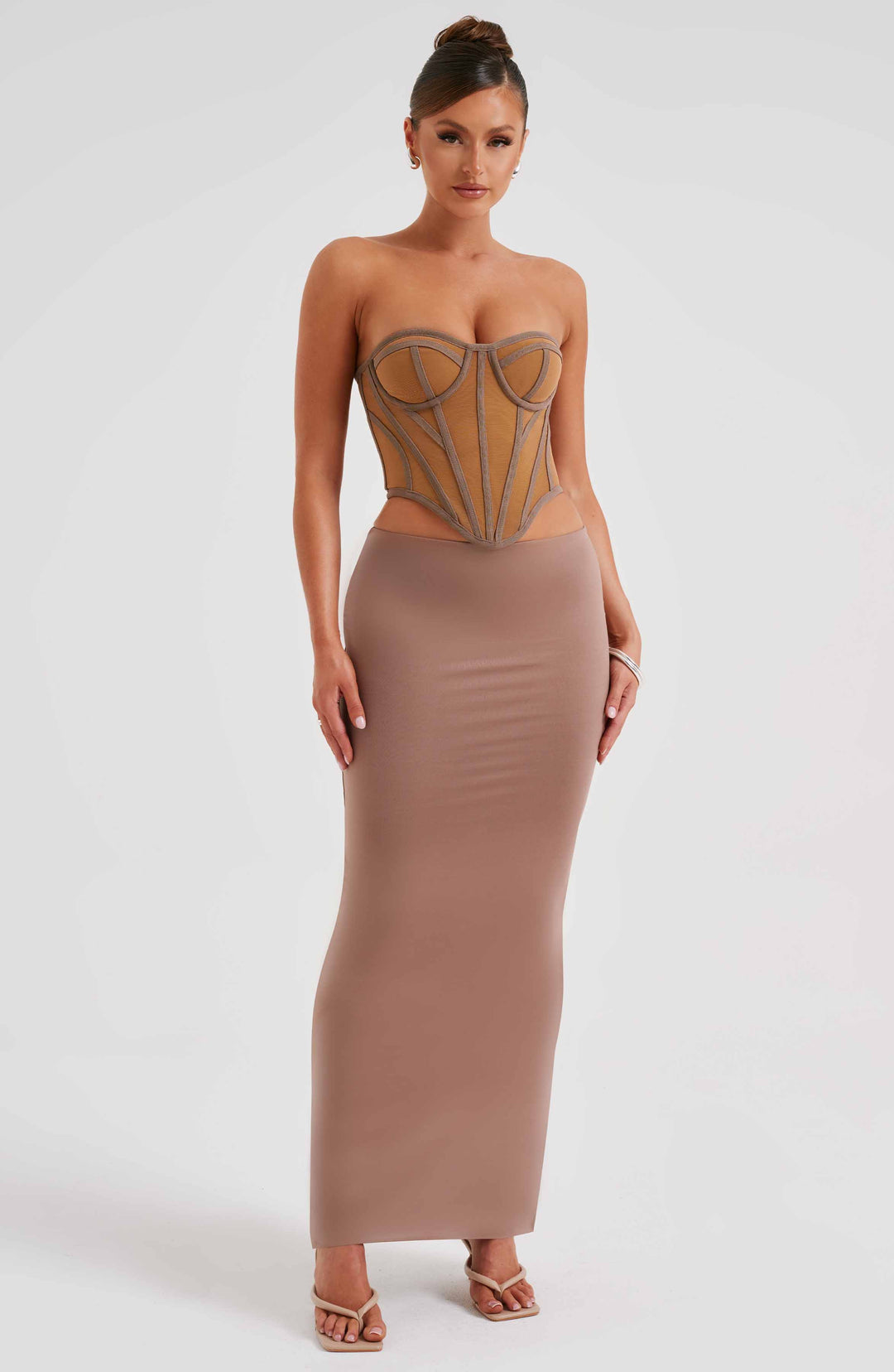 Coraora Maxi Skirt in Chocolate by Clandour, product photo 4